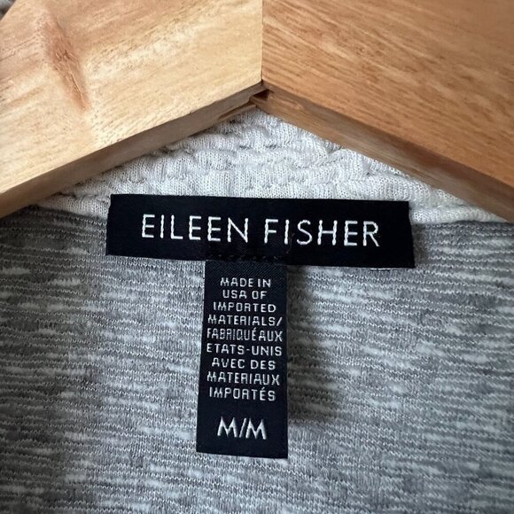 Eileen Fisher Gray Textured Knit Lightweight Cardigan Sweater Women's Size M - Picture 5 of 7